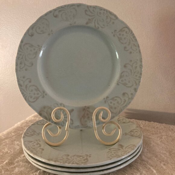 Noble Excellence Damask Ice Blue 11" Dinner Plates Set of (4) - Picture 1 of 4
